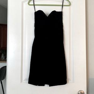 Strapless black velvet dress